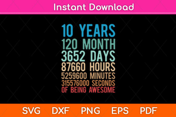 10 Years Old 10th Birthday Vintage: A Graphics Review for Crafts & Digital Sellers