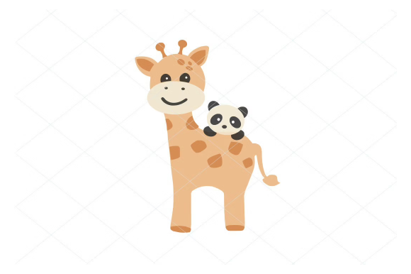 Baby Giraffe and Baby Panda: A Graphic Design Asset for Crafts