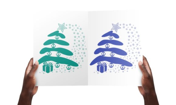 Decorated Christmas Tree Craft Design for Local Business Graphics