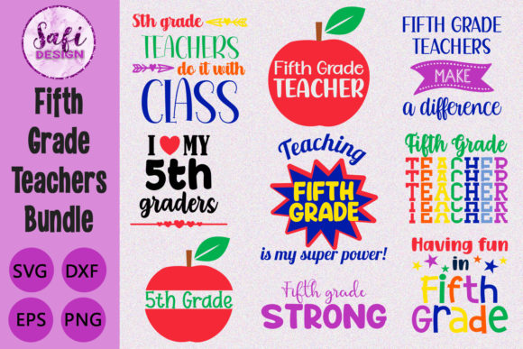 Fifth Grade Teachers Cut File Bundle for Crafts and Graphics