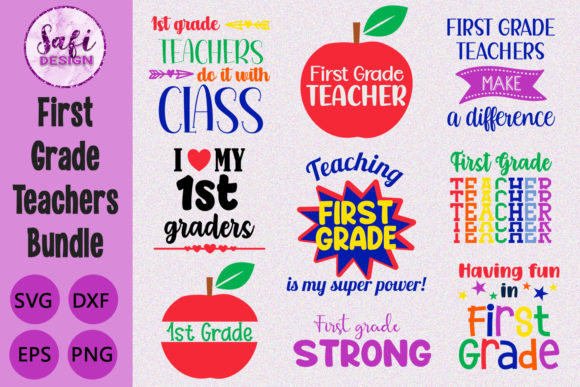 First Grade Teachers Cut File Bundle for Crafts & Graphics