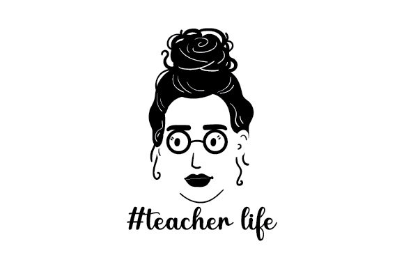 Floating Face with Messy Bun and Glasses for Crafts: A School Amp Design Asset