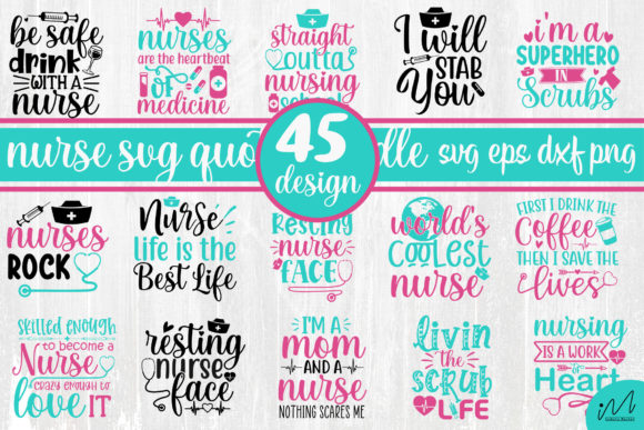 Nurse Bundle Design: A Vibrant Graphic Asset for Crafts and Creative Projects
