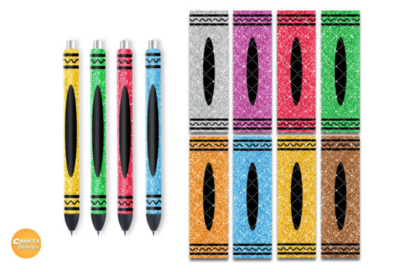 Pen Wrap Crayon Glitter Bundle: A Versatile Graphics Asset for Crafts and Branding