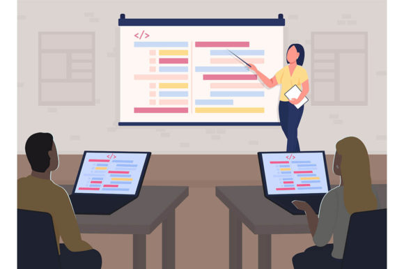 Programming Course Flat Illustration: A Modern Graphic for Creative Branding