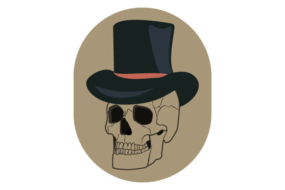 Skull with Top Hat Old School Tattoo: A Bold Graphic Design Asset for Content Creators