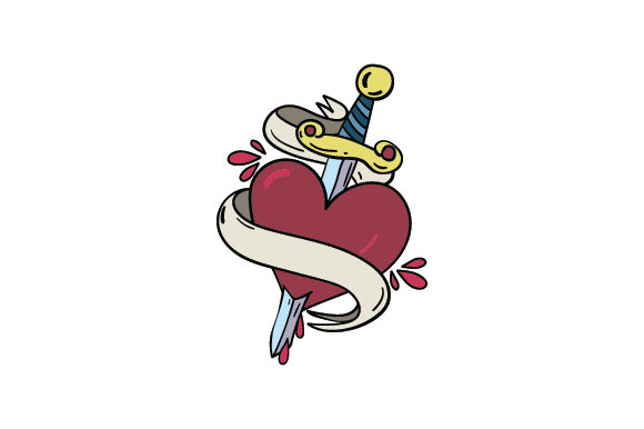 Stabbed Heart Old School Tattoo: A Graphic Design Asset for Crafts and Tattoos